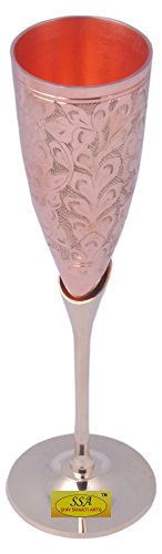 CopperStudio Handmade Copper Champagne Glass with Brass Base Set of 2